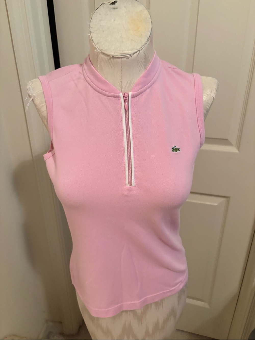 Lacoste Pink Sleeveless Zip Polo Tank Top women’s 38